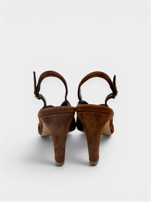 Sandali in suede cuoio con tacco IL LACCIO | 1453CAMOSCIO CHOCO